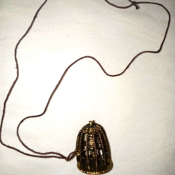 Vintage Rustic Bird/owl 🦉 charm in cage  necklace - Picture 1 of 9